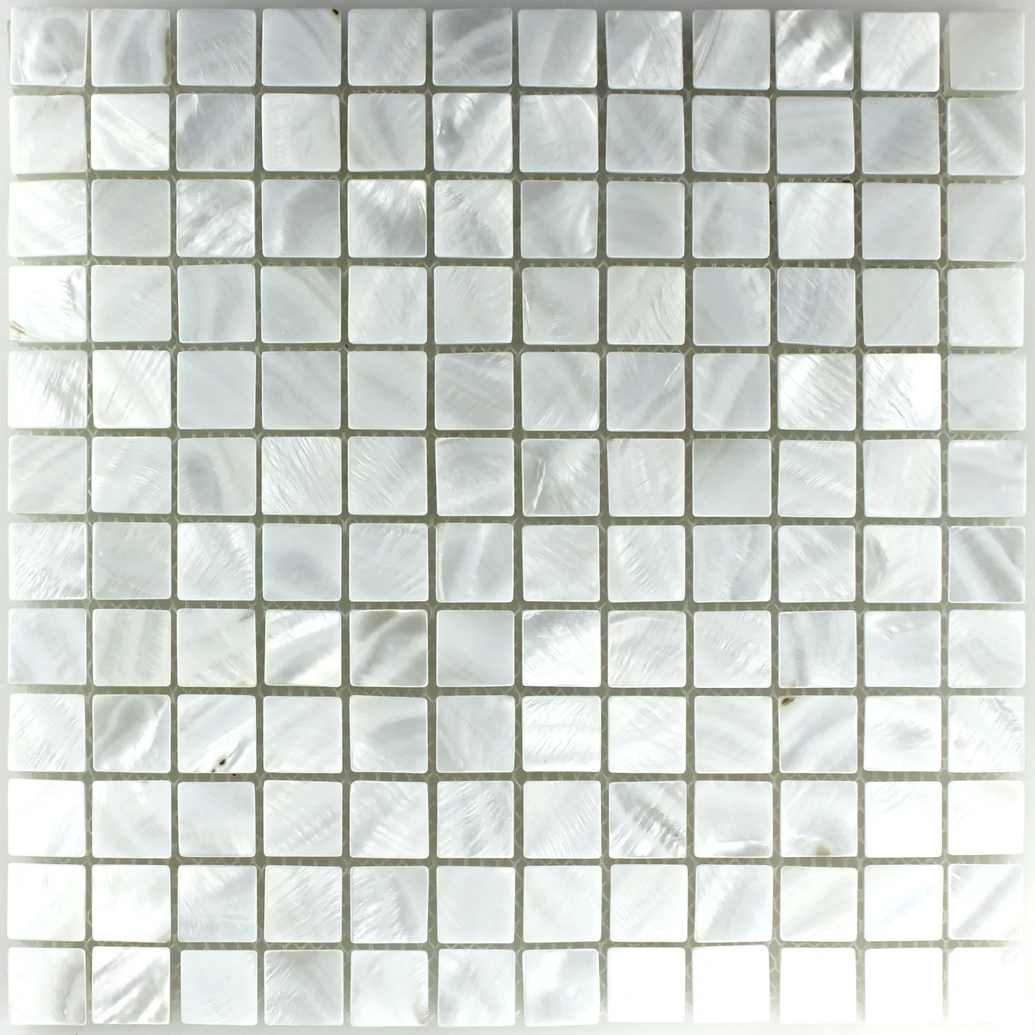 Mosaico Vetro Madreperla Effetto Avorio Bianco 23x23x8mm