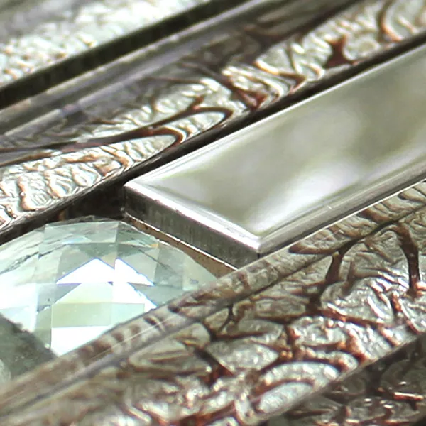 Mosaikfliesen Glas Edelstahl Diamant Schliff