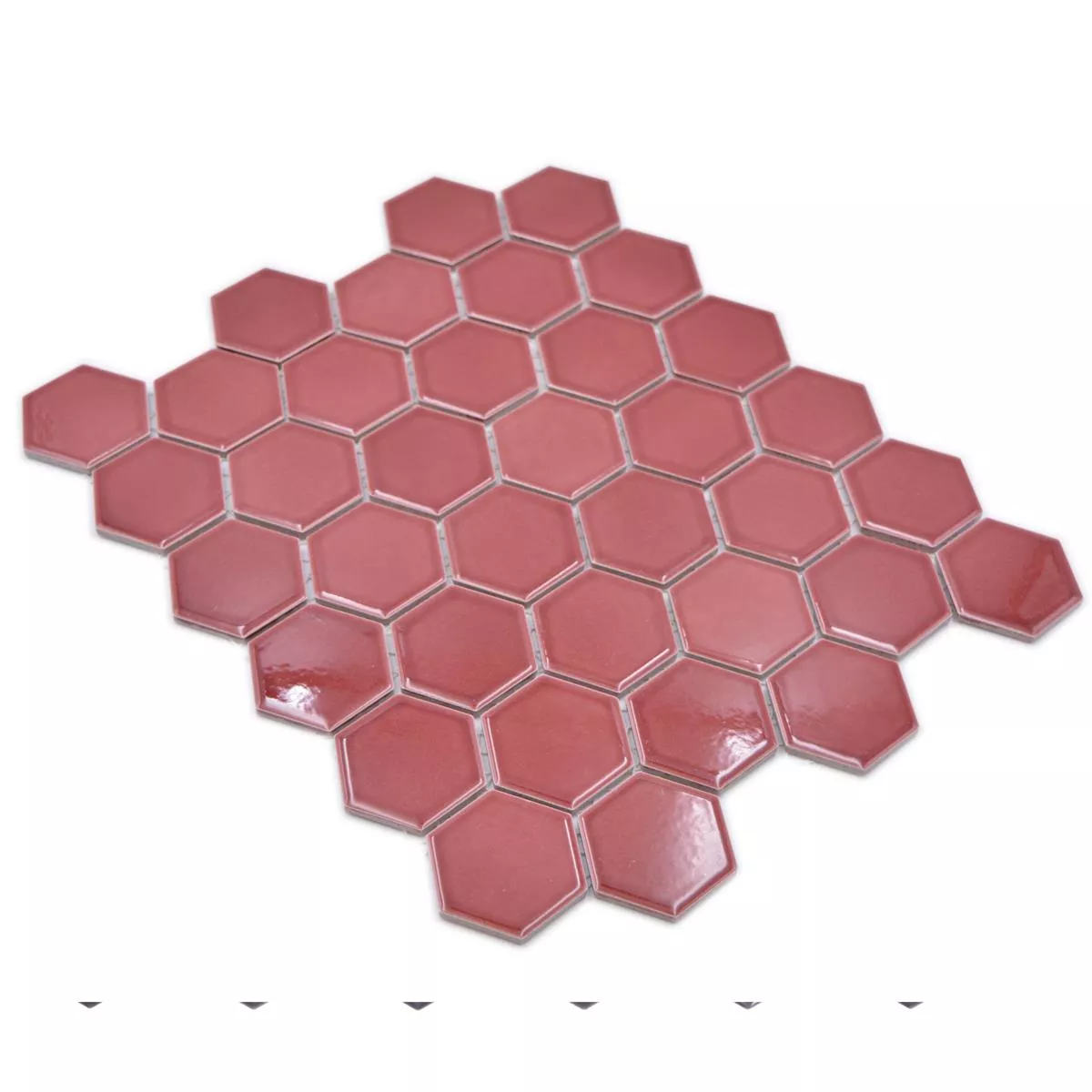 Muster von Keramikmosaik Salomon Hexagon Bordeaux Rot H51