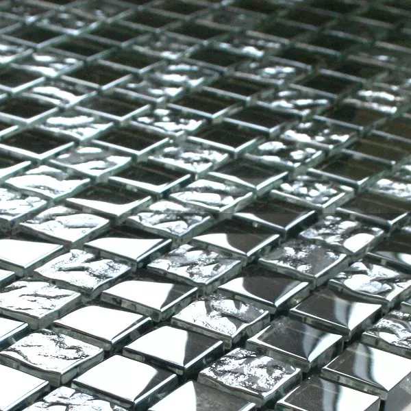 Glasmosaik Fliesen Schwarz Metall Getrommelt
