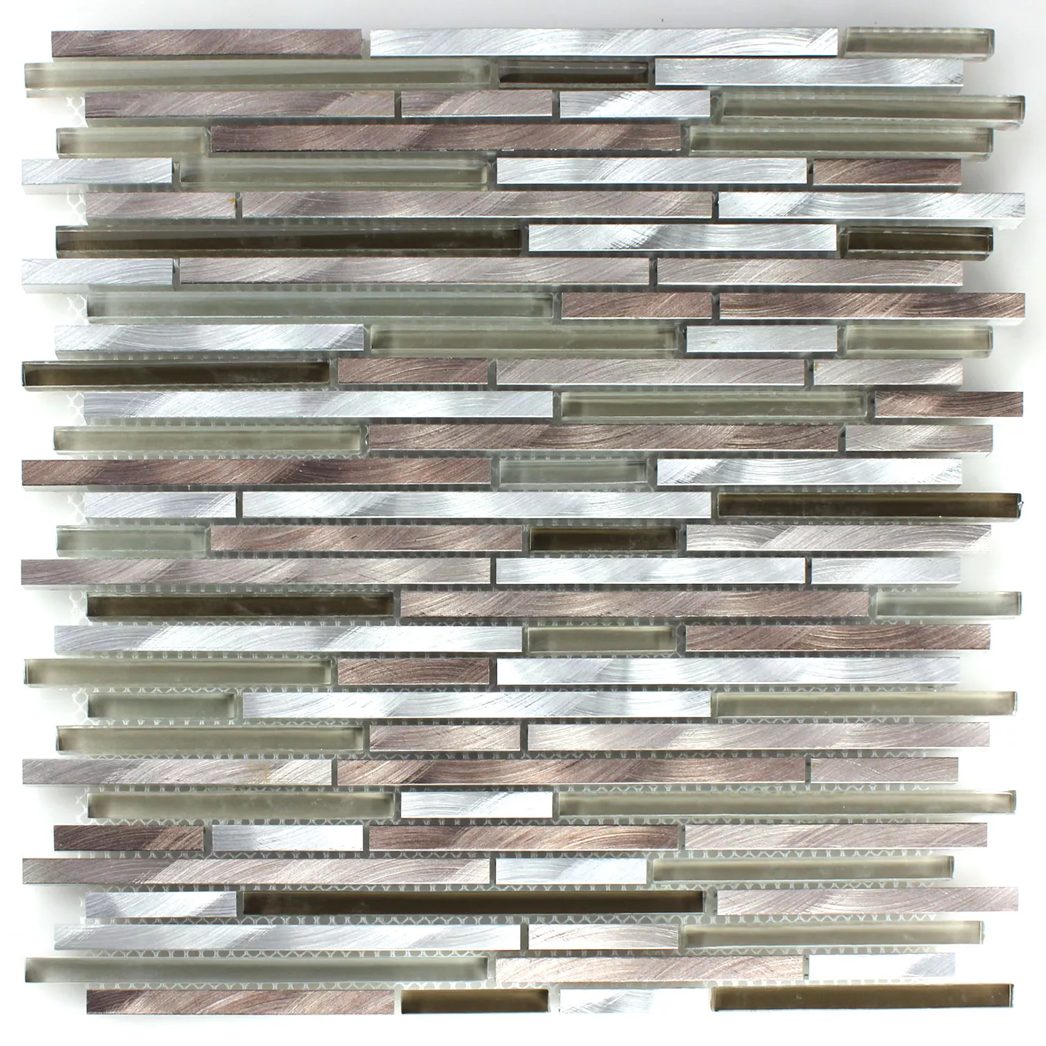 Mosaico Vetro Alluminio Metallo Marrone Argento Mix