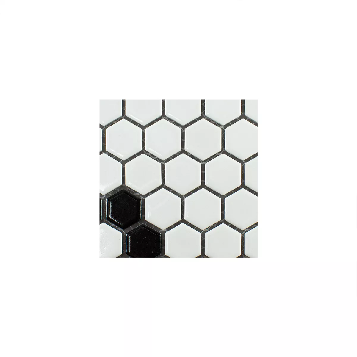 Muster von Keramik Mosaikfliese Carlsbad Blume Schwarz Weiß