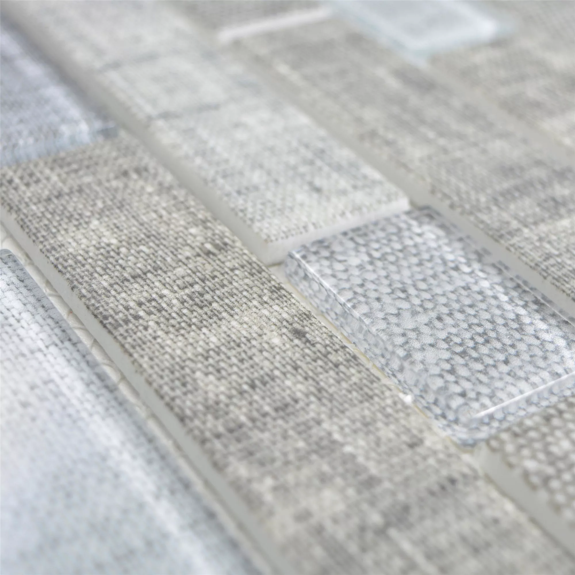 Échantillon Mosaïque En Verre Carrelage Lyonel Textile Optique Brick Gris