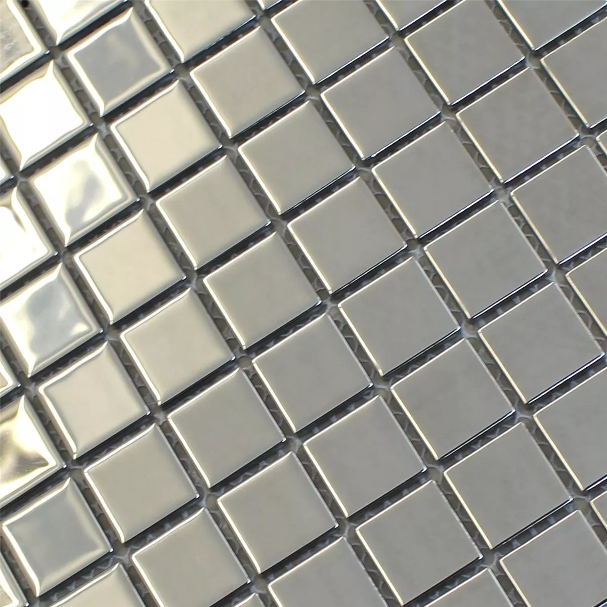 Mosaico Vetro Piastrella Argento Uni 25x25x4mm