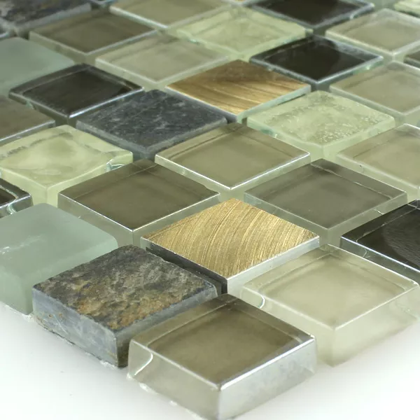 Muster von Alu-Mosaik Glasmosaik Naturstein Quarzit Mosaik Fliesen