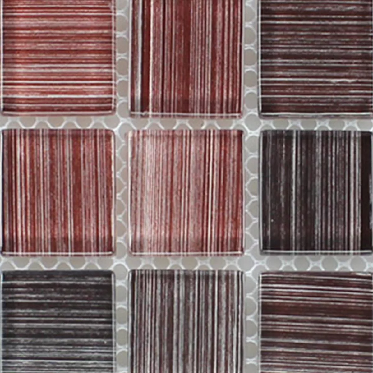 Muster von Mosaikfliesen Gestreift Glas Kristall Braun Mix