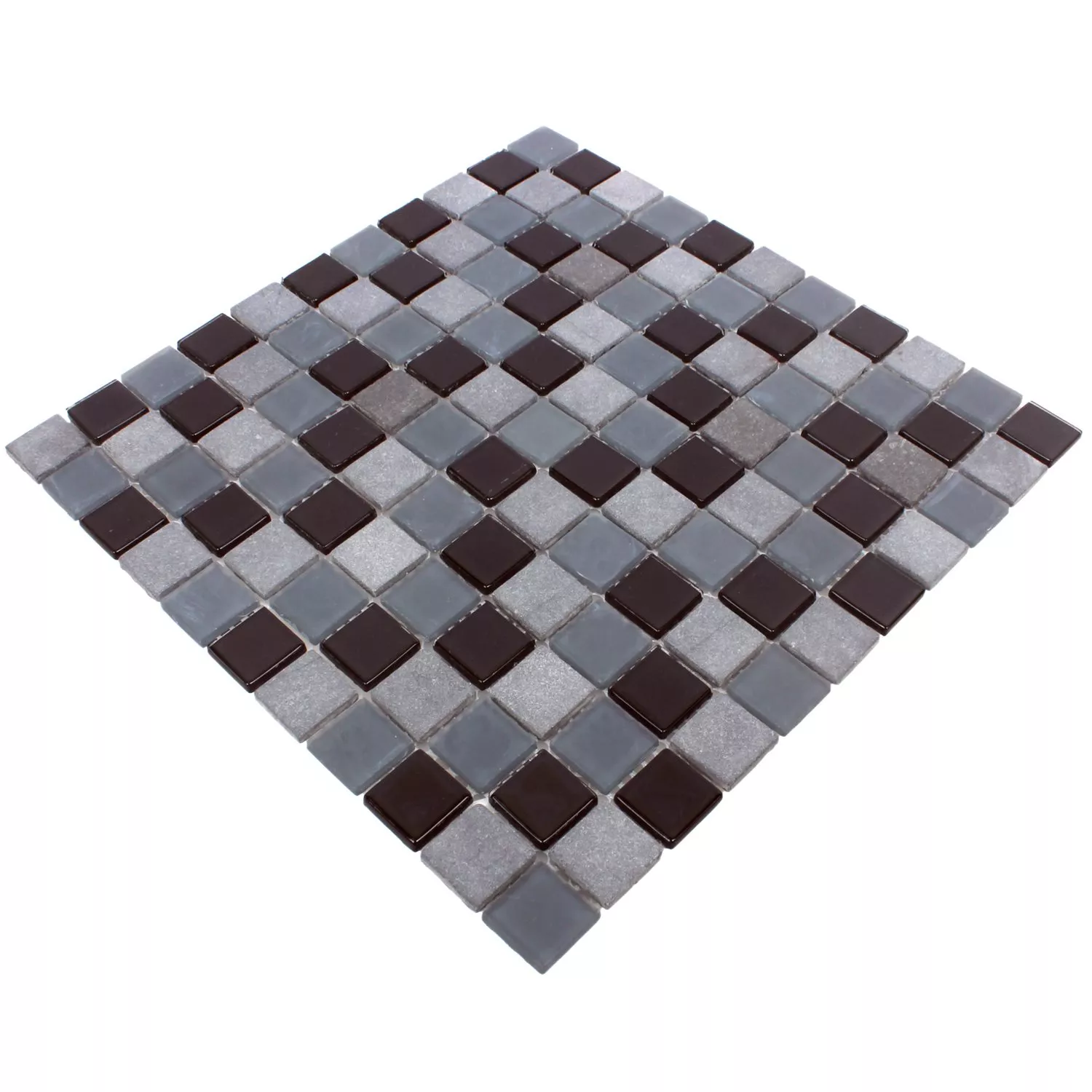 Échantillon Mosaïque Carrelage Marbre Verre Mix Kobra Noir Gris 