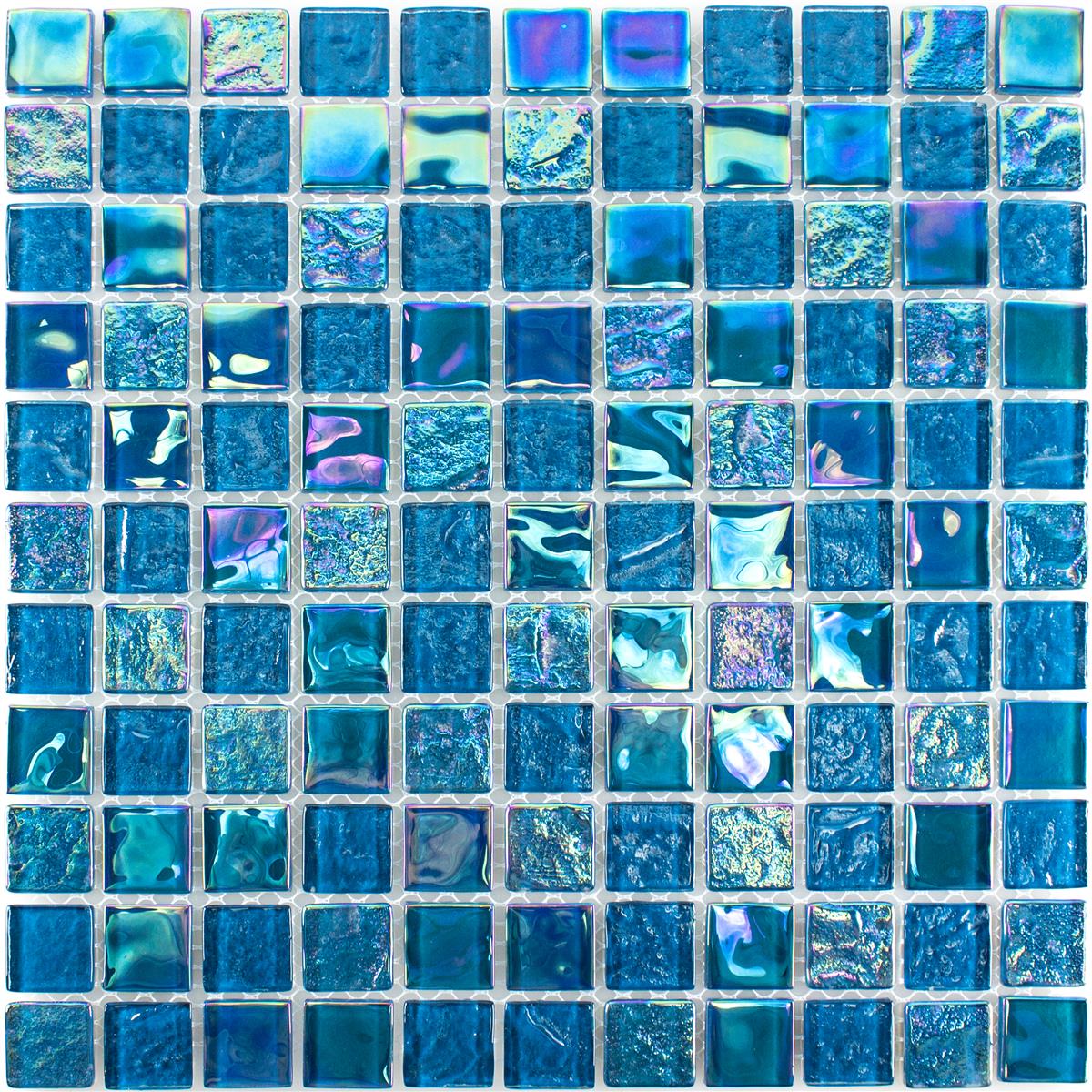 Glasmosaik Fliesen Perlmutt Effekt Carlos Blau 23
