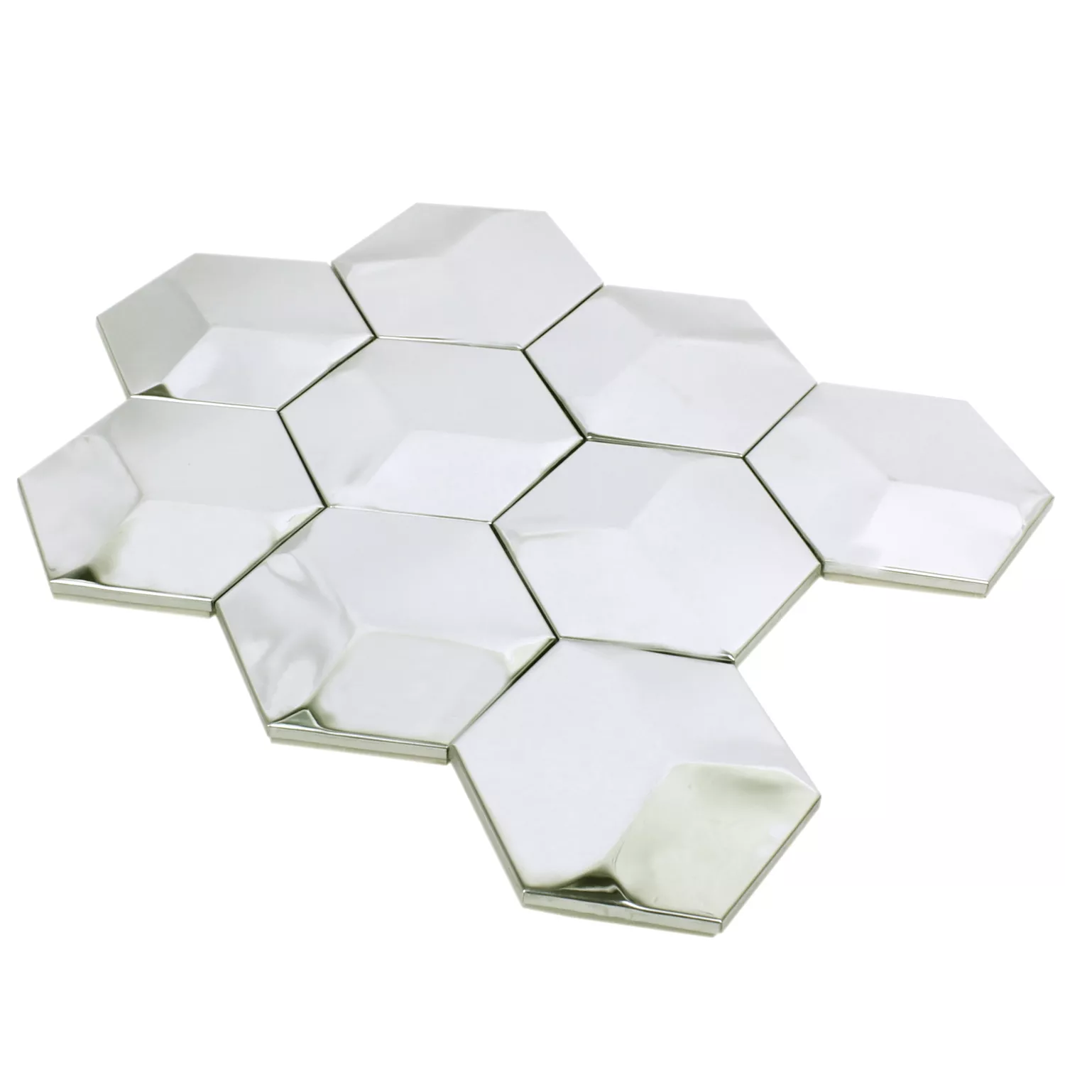 Mosaikfliesen Edelstahl Contender Hexagon Matt