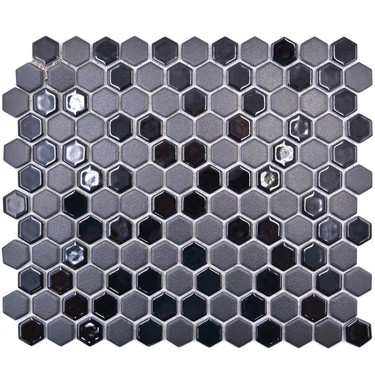 Keramikmosaik Tripolis Schwarz R10B Hexagon 23