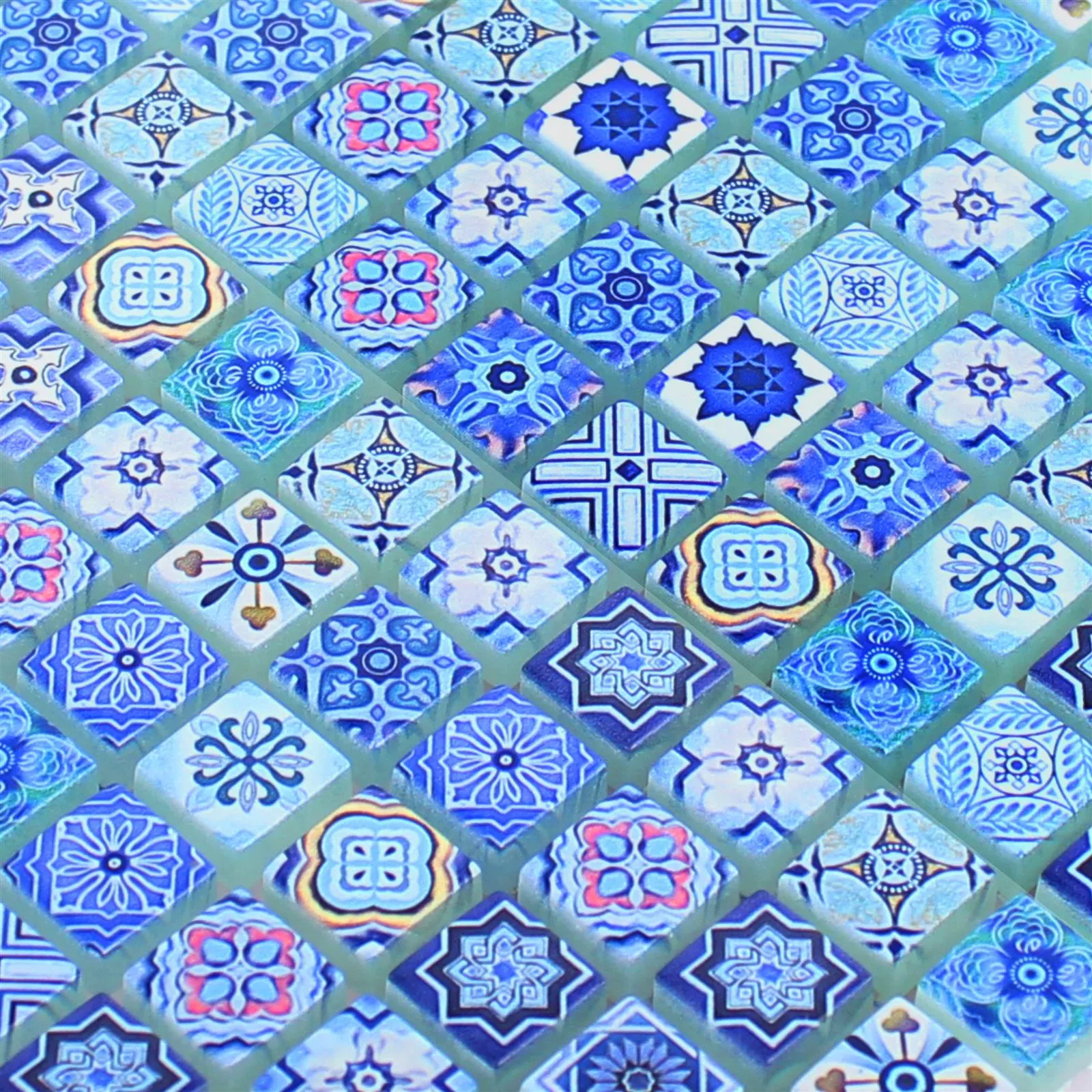 Échantillon Mosaïque En Verre Carrelage Marrakech Bleu