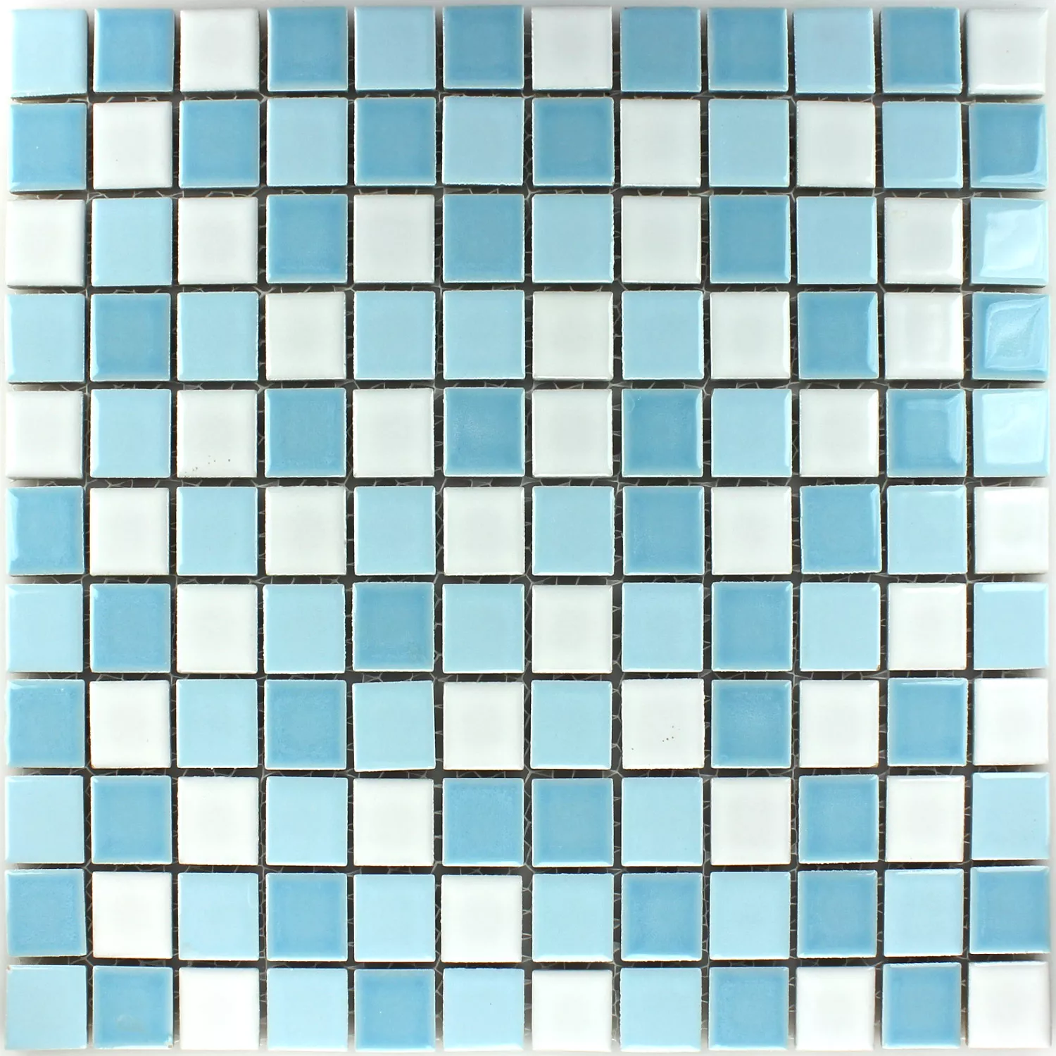 Mosaïque Céramique Bleu Blanc 25x25x5mm