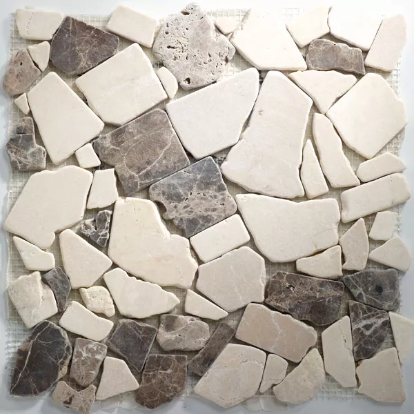 Muster von Mosaikfliesen Marmor Bruch Castanao Cream