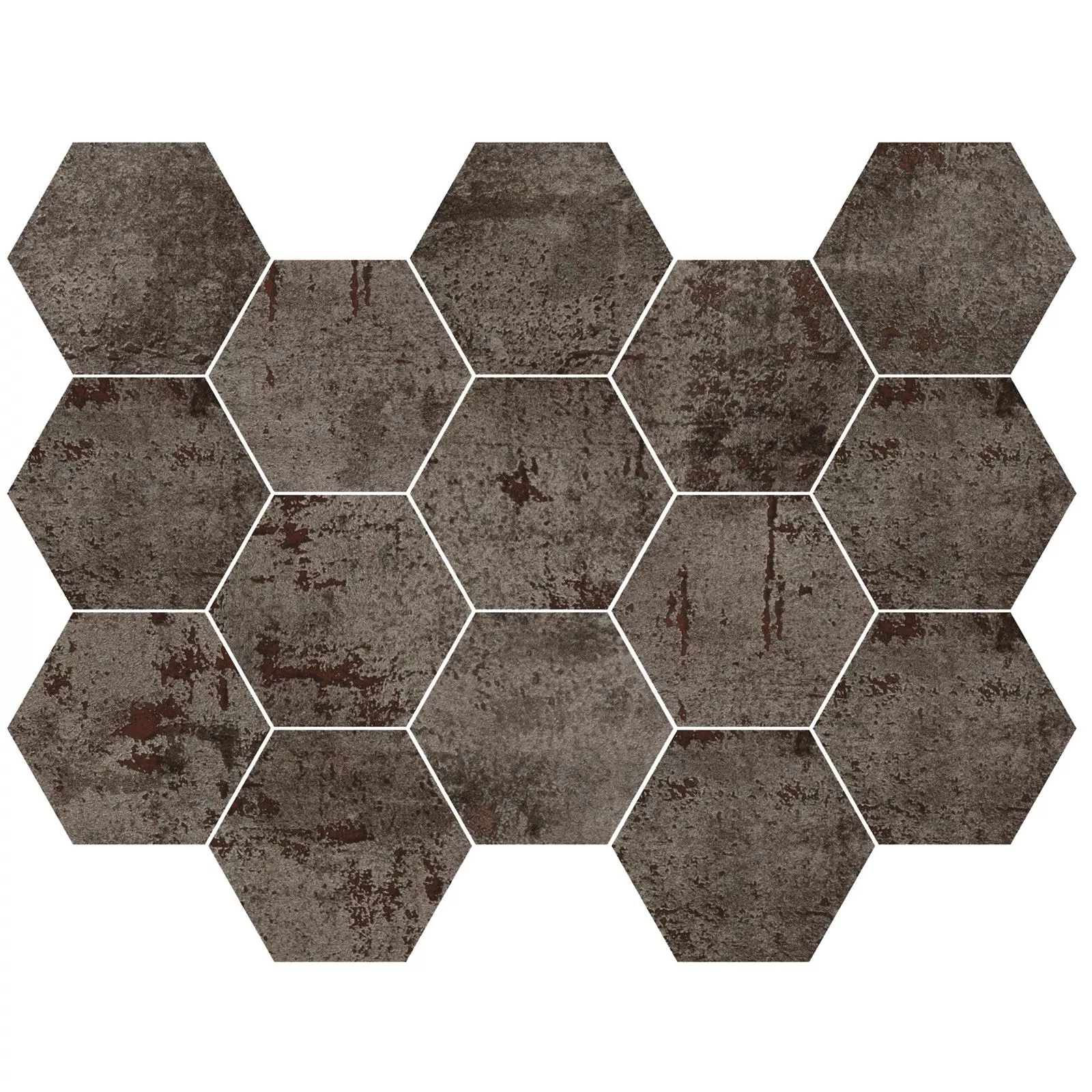 Mosaikfliese Phantom Steel Hexagon Anpoliert