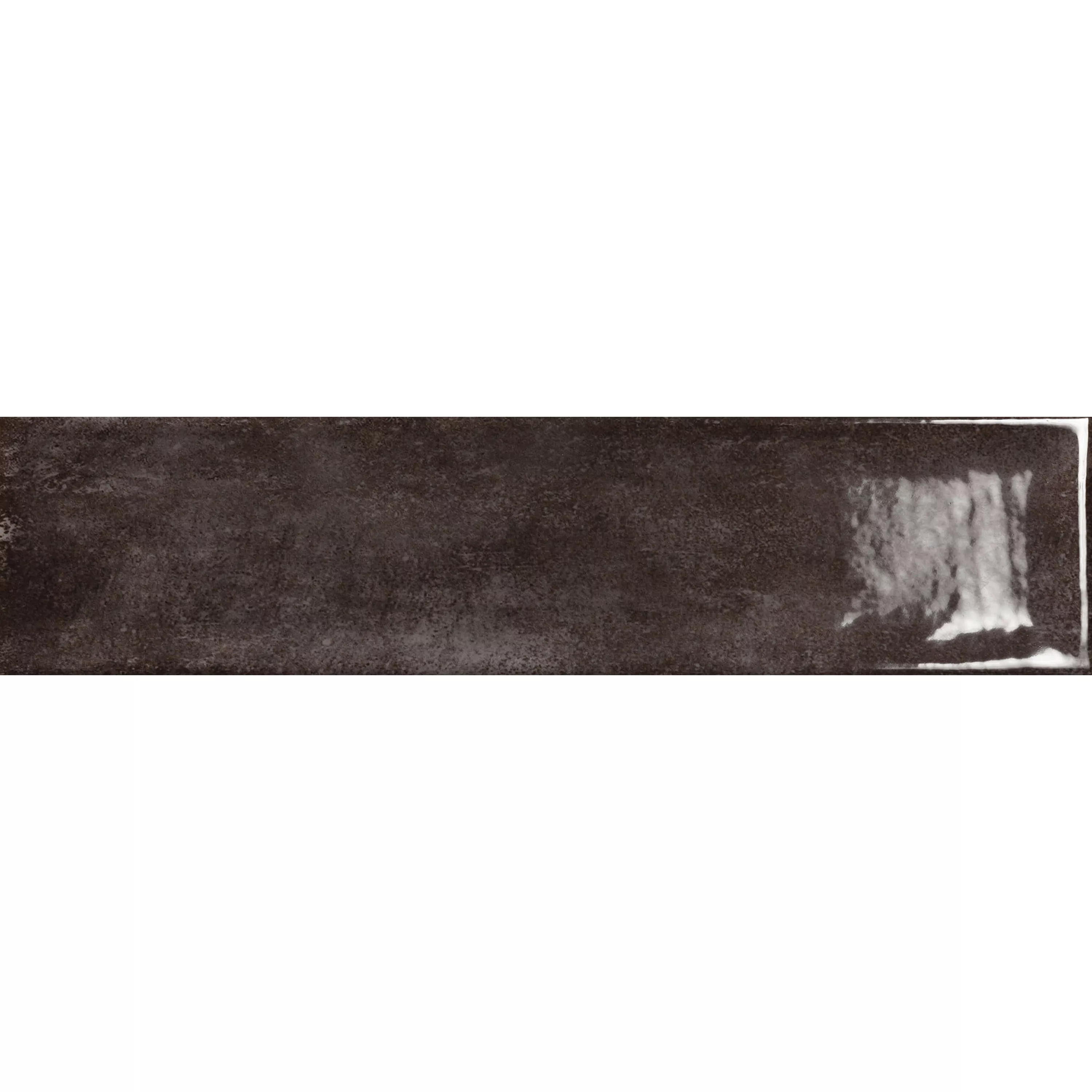 Échantillon Carrelage Mural Pascal Brillant À l'intérieur Avec Facette Noir 7,5x30cm