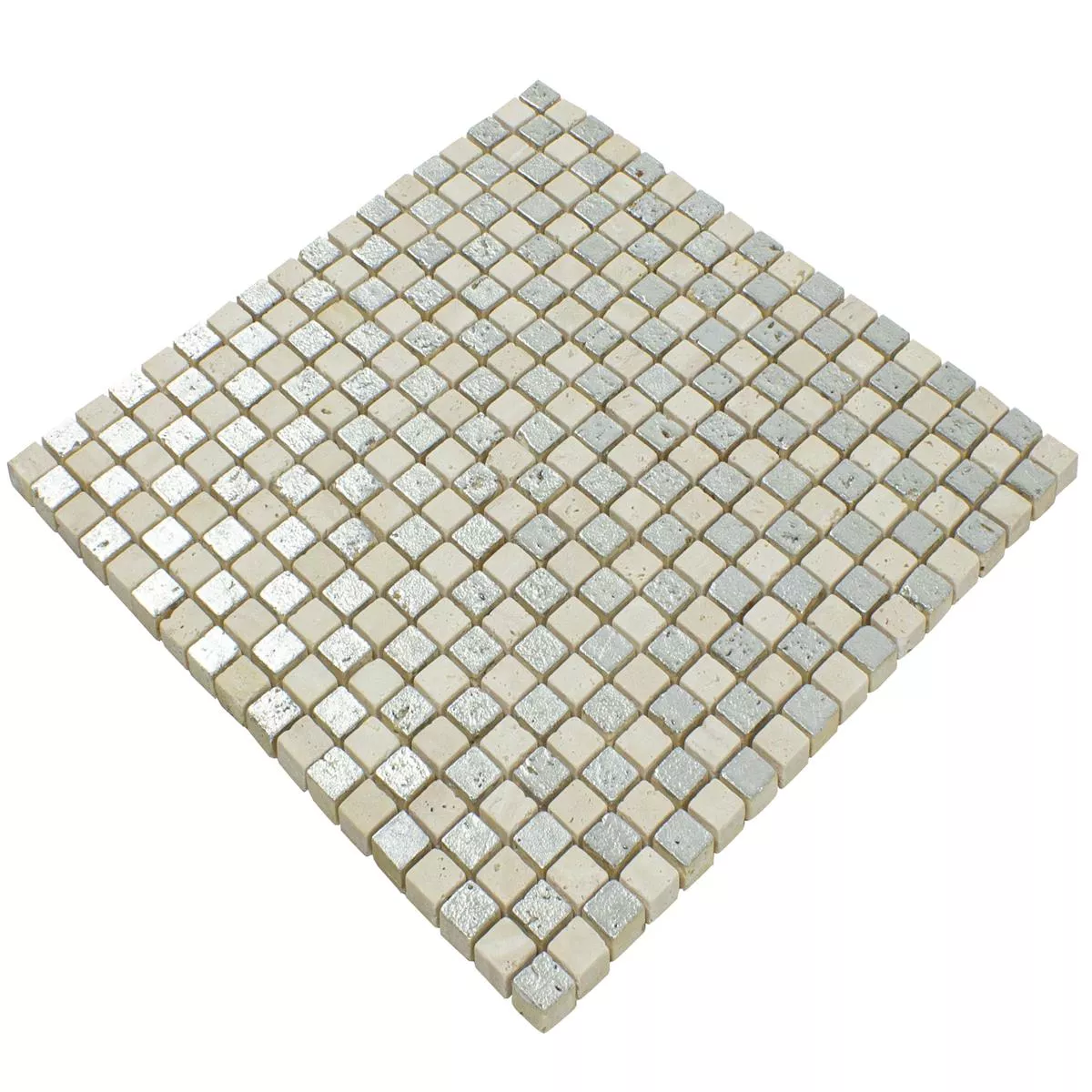 Campione Marmo Mosaico In Pietra Naturale Piastrelle Antika Mix Argento Crema