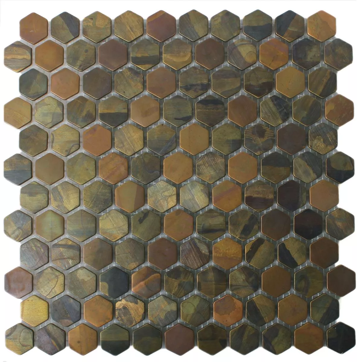 Mosaikfliesen Kupfer Merkur Sechseck Braun 24