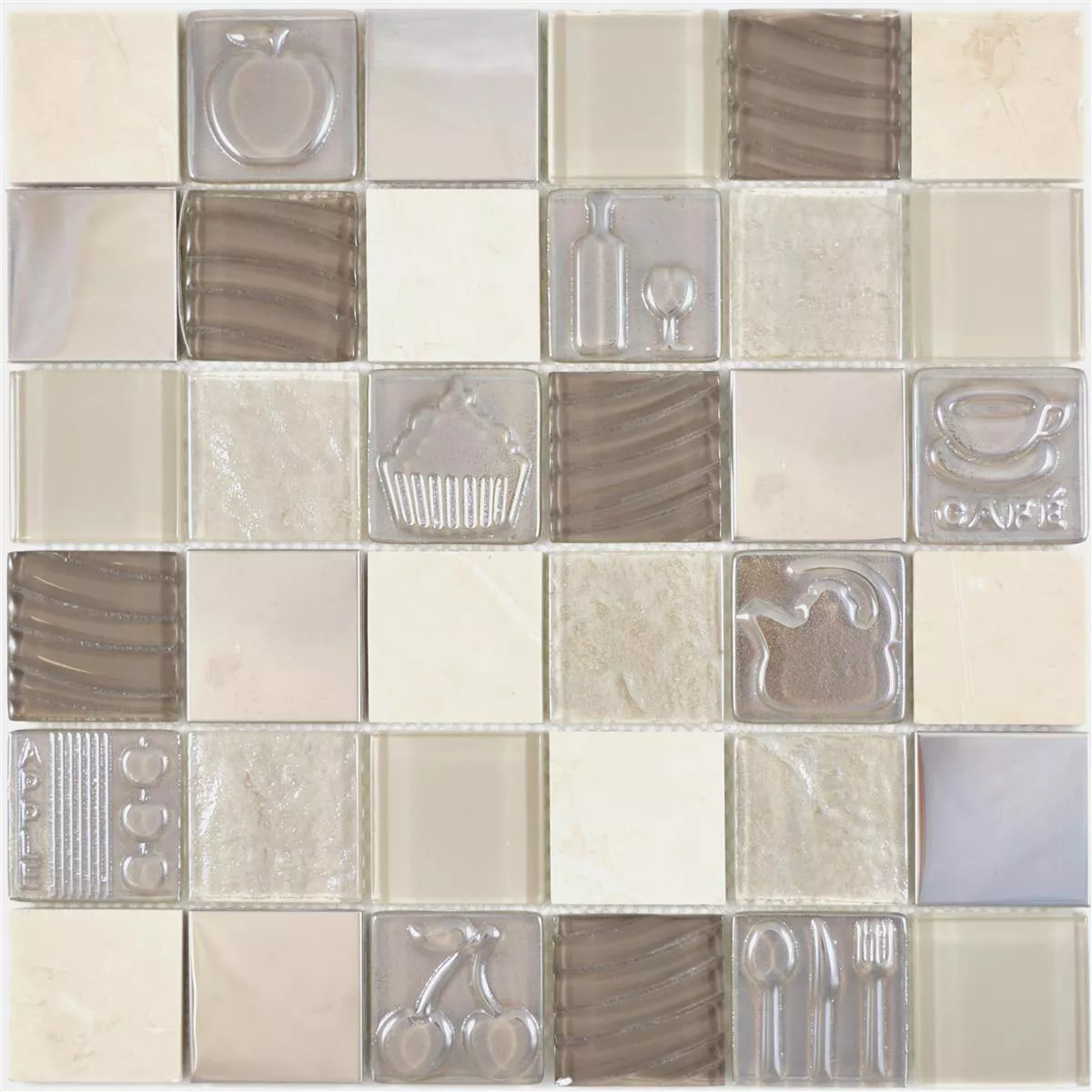 Vetro Metallo Pietra Naturale Mosaico Emporia Marrone Beige Argento