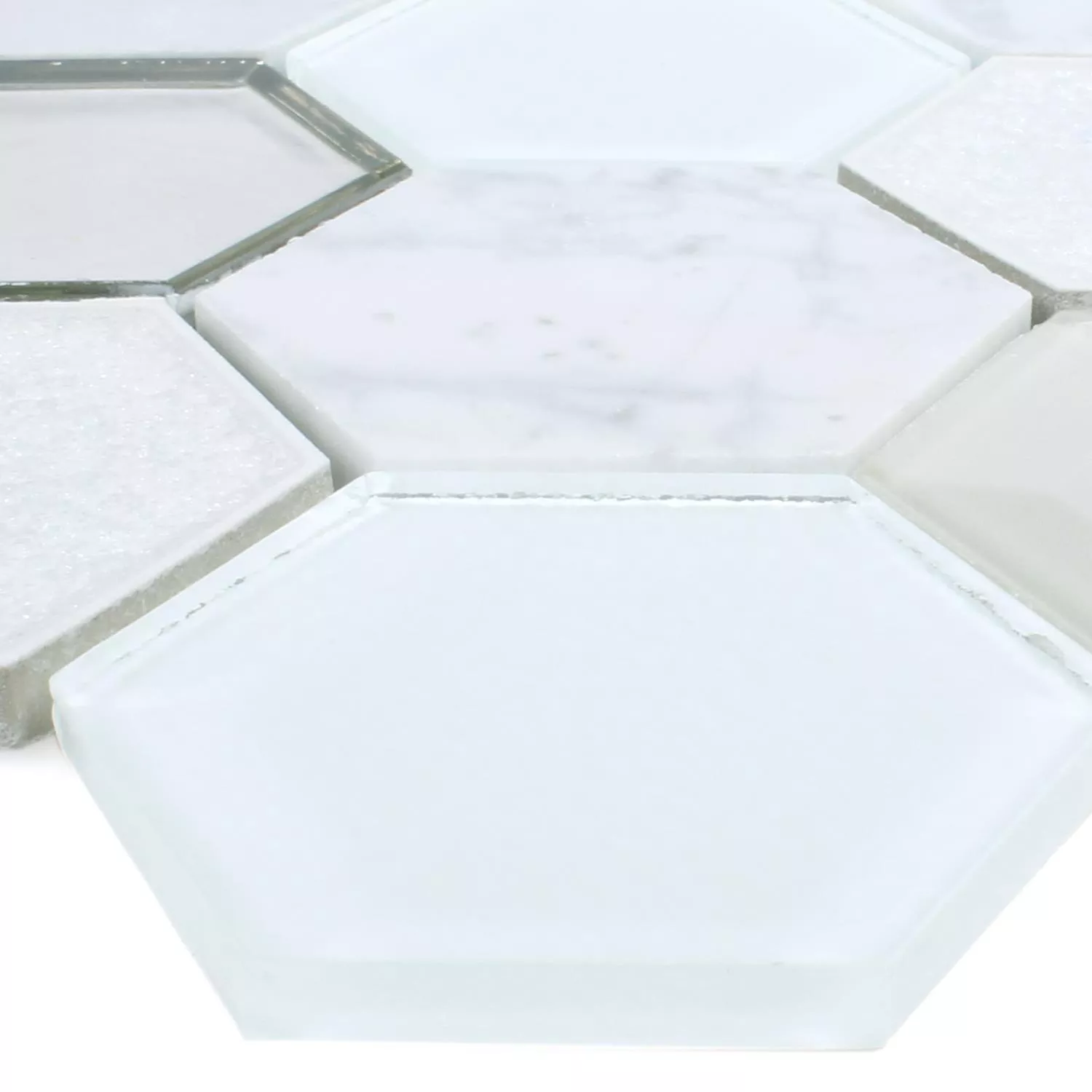 Mosaico Concrete Vetro Pietra Naturale 3D Bianco