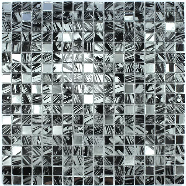 Glasmosaik Spiegel Grau Marmoriert 15x15x6mm