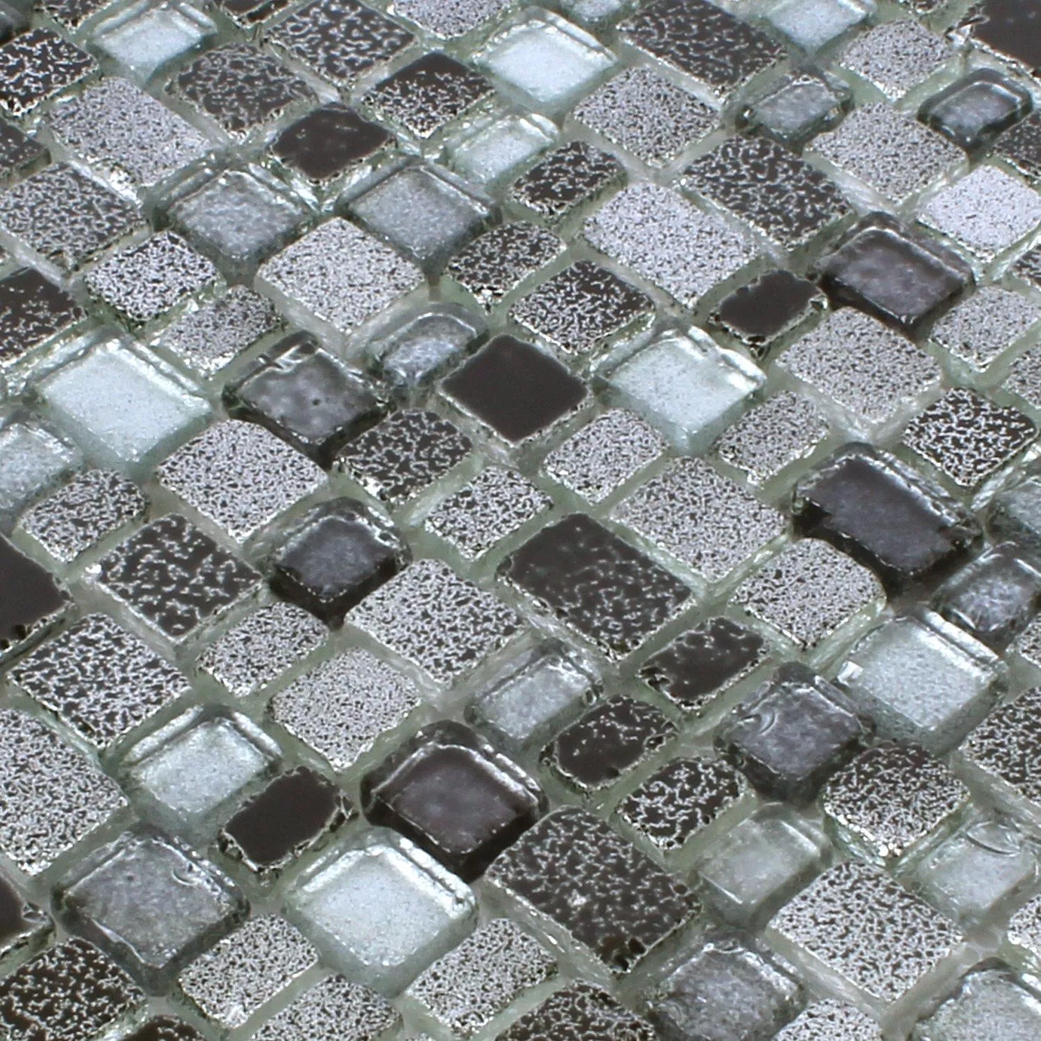Muster von Mosaikfliesen Glas Roxy Schwarz Silber