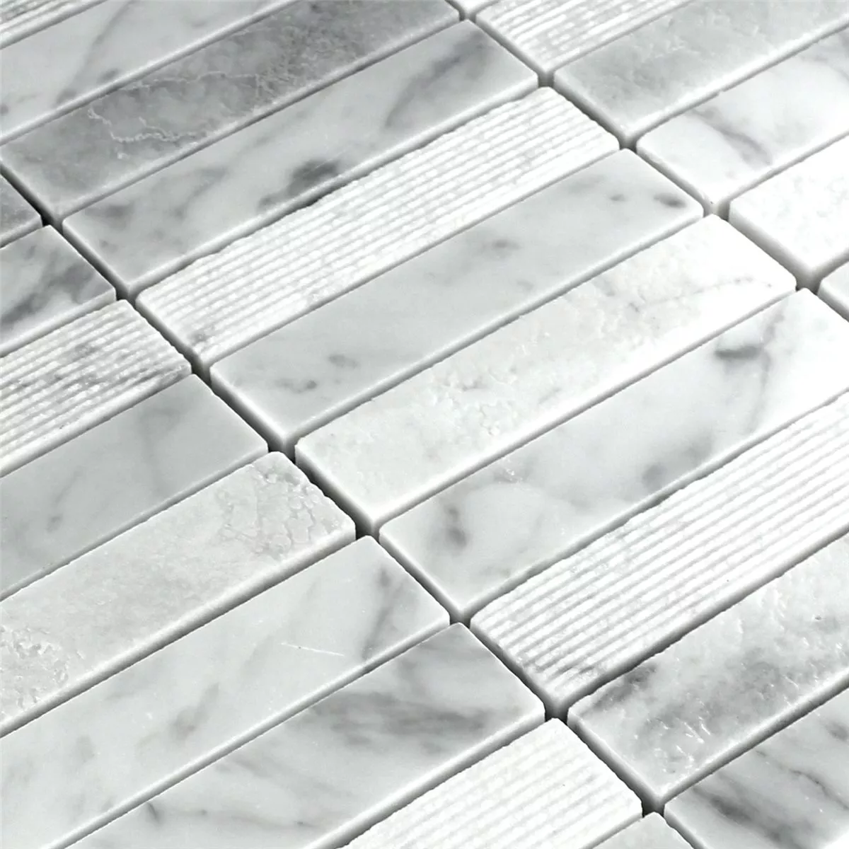 Mosaikfliesen Marmor Stäbchen Poliert Weiss