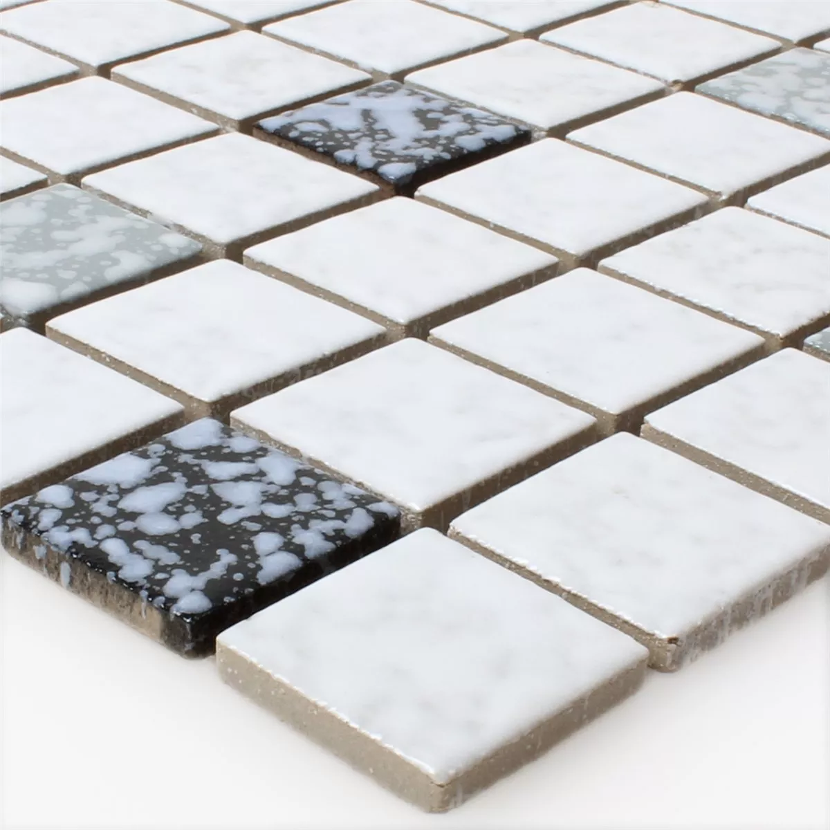Mosaico Ceramica Bianco Nero Battuto