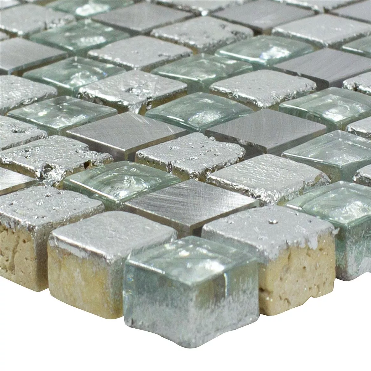 Glas Aluminium Resin Mosaikfliesen Stilo Silber
