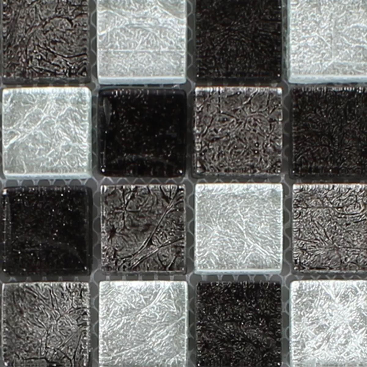 Muster von Glasmosaik Fliesen Curlew Schwarz Silber 23