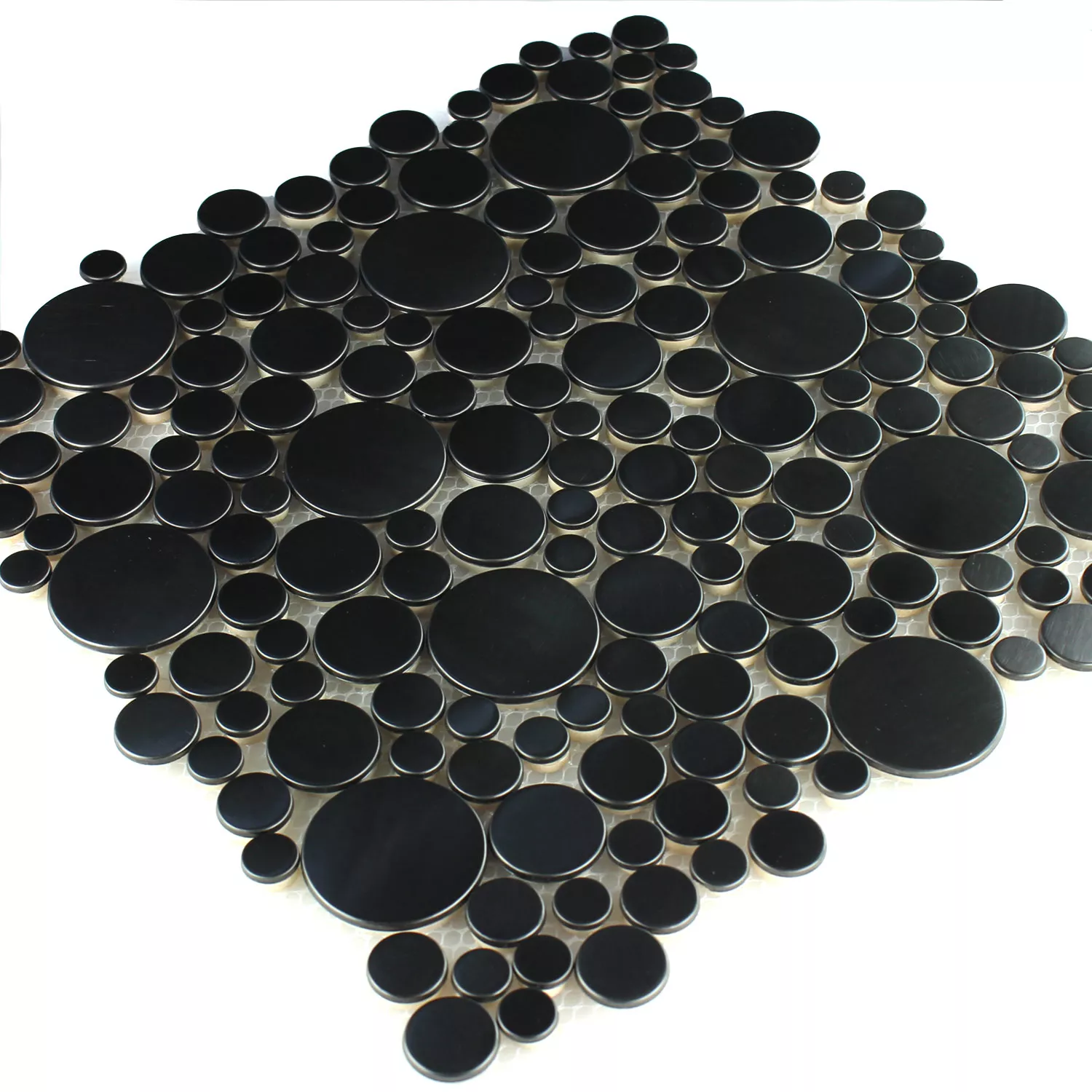 Mosaikfliesen Edelstahl Metall Flusskiesel Design Black