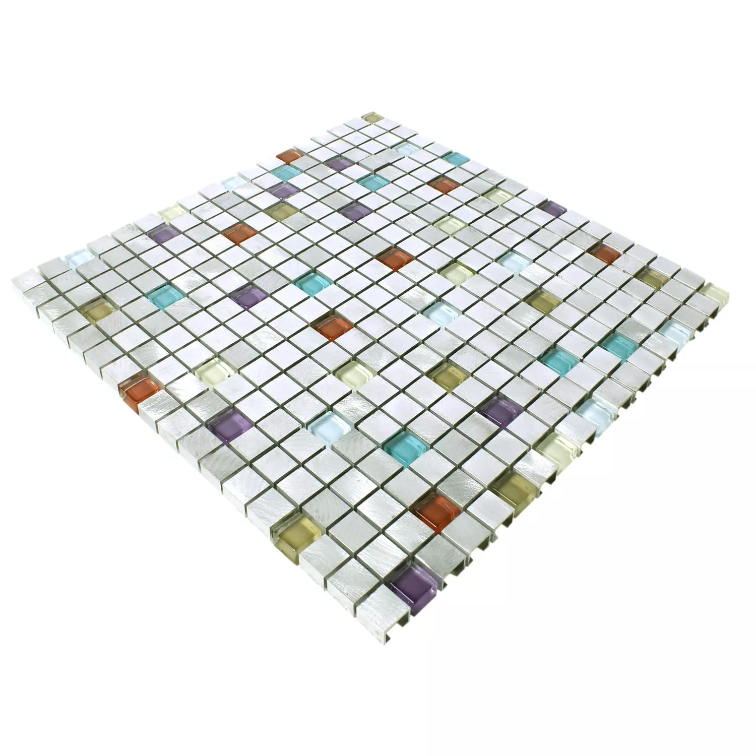 Mosaikfliesen Lissabon Aluminium Glas Mix Bunt