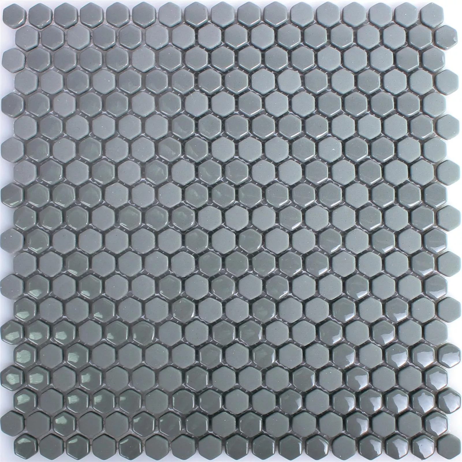 Glasmosaik Fliesen Brockway Hexagon Eco Grau