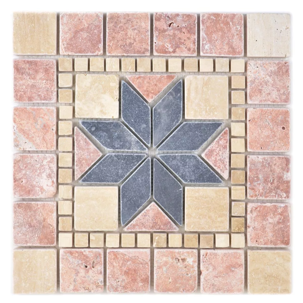 Naturstein Rosone Tarbora Beige Rot Schwarz 30x30cm Naturstein Rosone Tarbora Beige Rot Schwarz 30x30cm