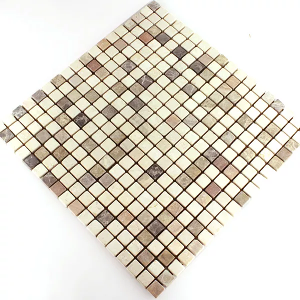 Mosaikfliesen Marmor Beige Mix 15x15mm