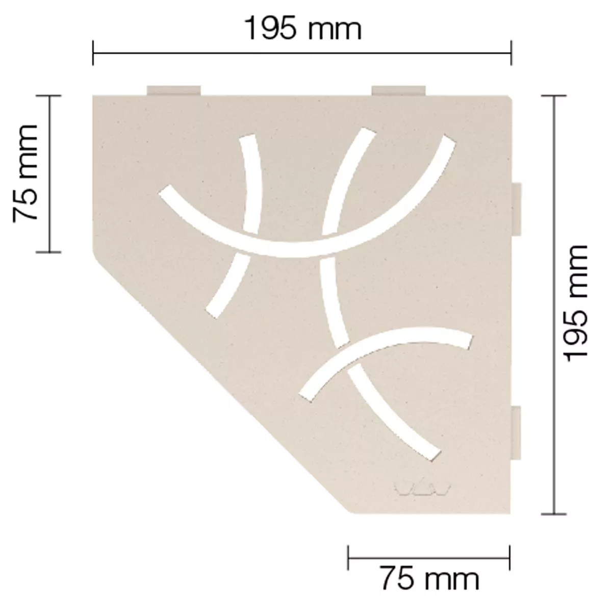 Mensola a muro Mensola per doccia Schlüter a 5 angoli 19,5x19,5 cm Curva