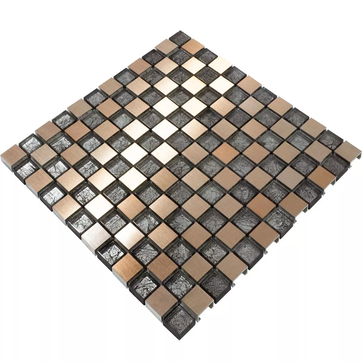 Muster von Glas Aluminium Mosaik Fliesen Eldorien Kupfer-Grau