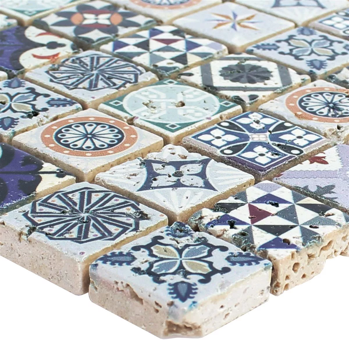 Mosaico In Pietra Naturale Piastrelle Iraklion Colorato