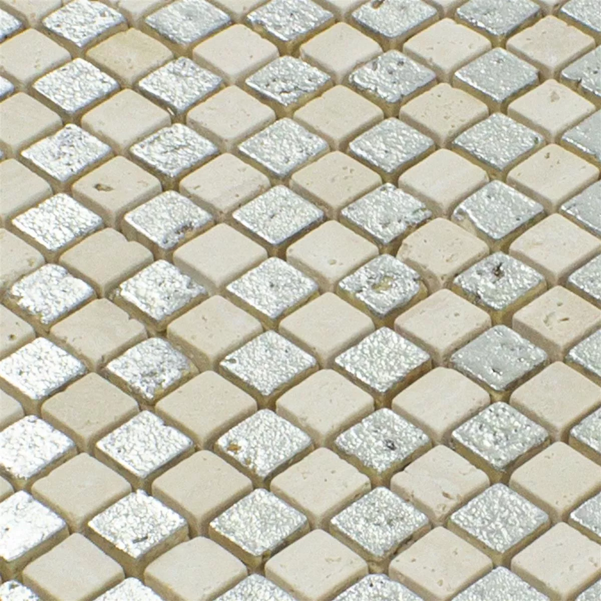 Campione Marmo Mosaico In Pietra Naturale Piastrelle Antika Mix Argento Crema