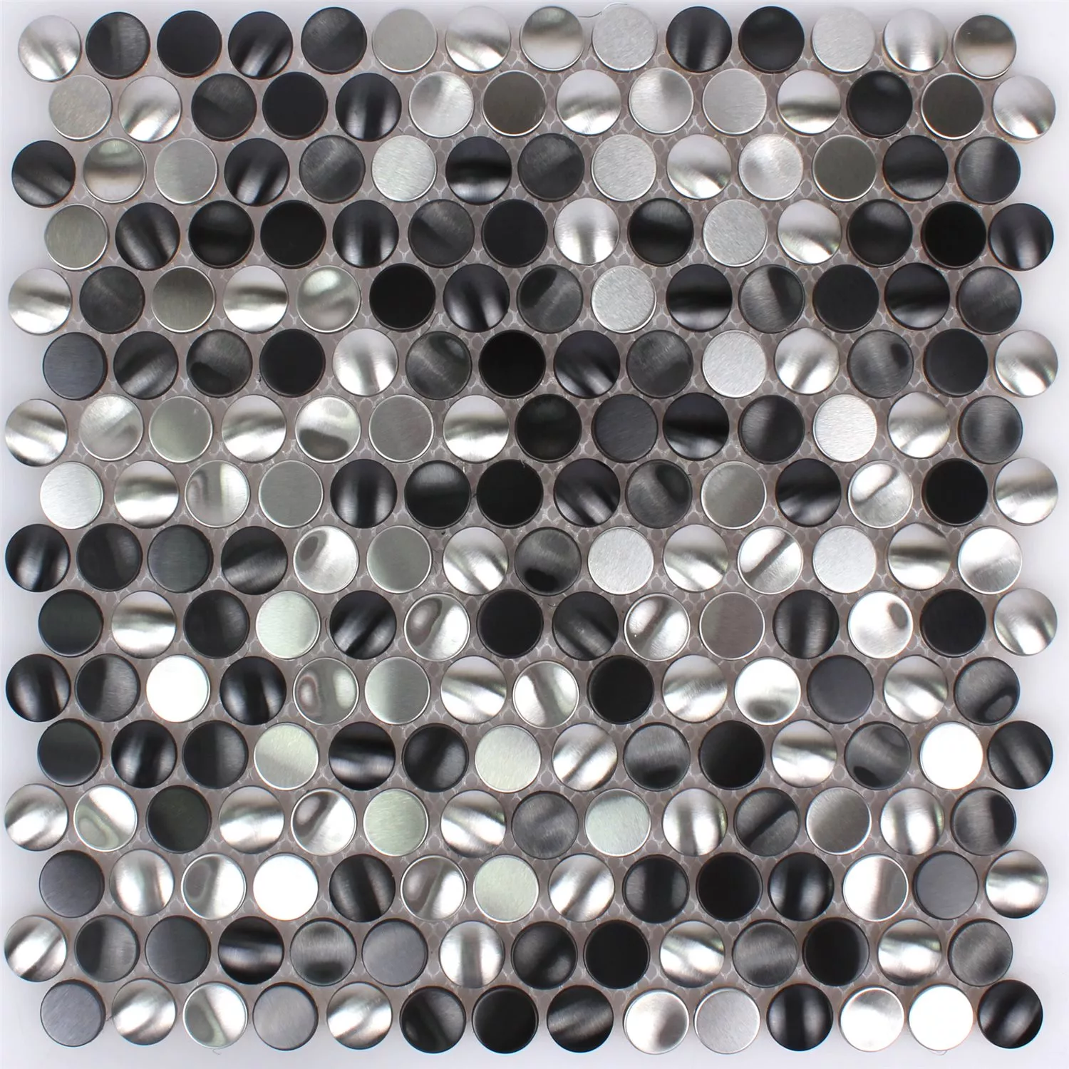 Muster von Mosaikfliesen Edelstahl Celeus Schwarz Silber Gewellt