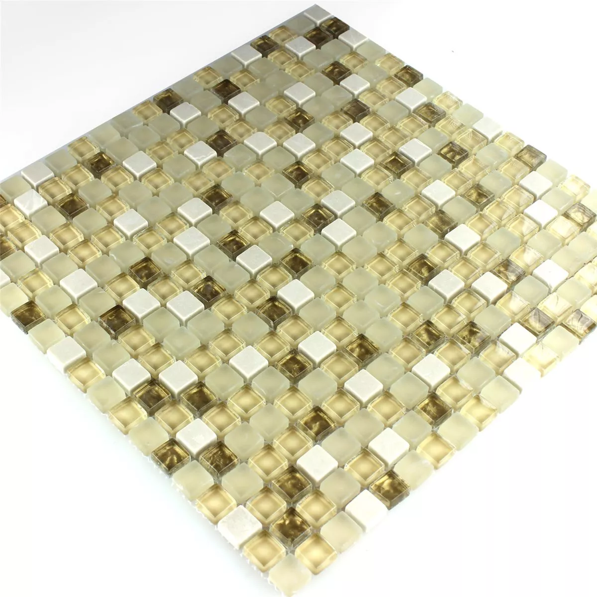 Mosaico Vetro Pietra Naturale Bianco Oro Mix