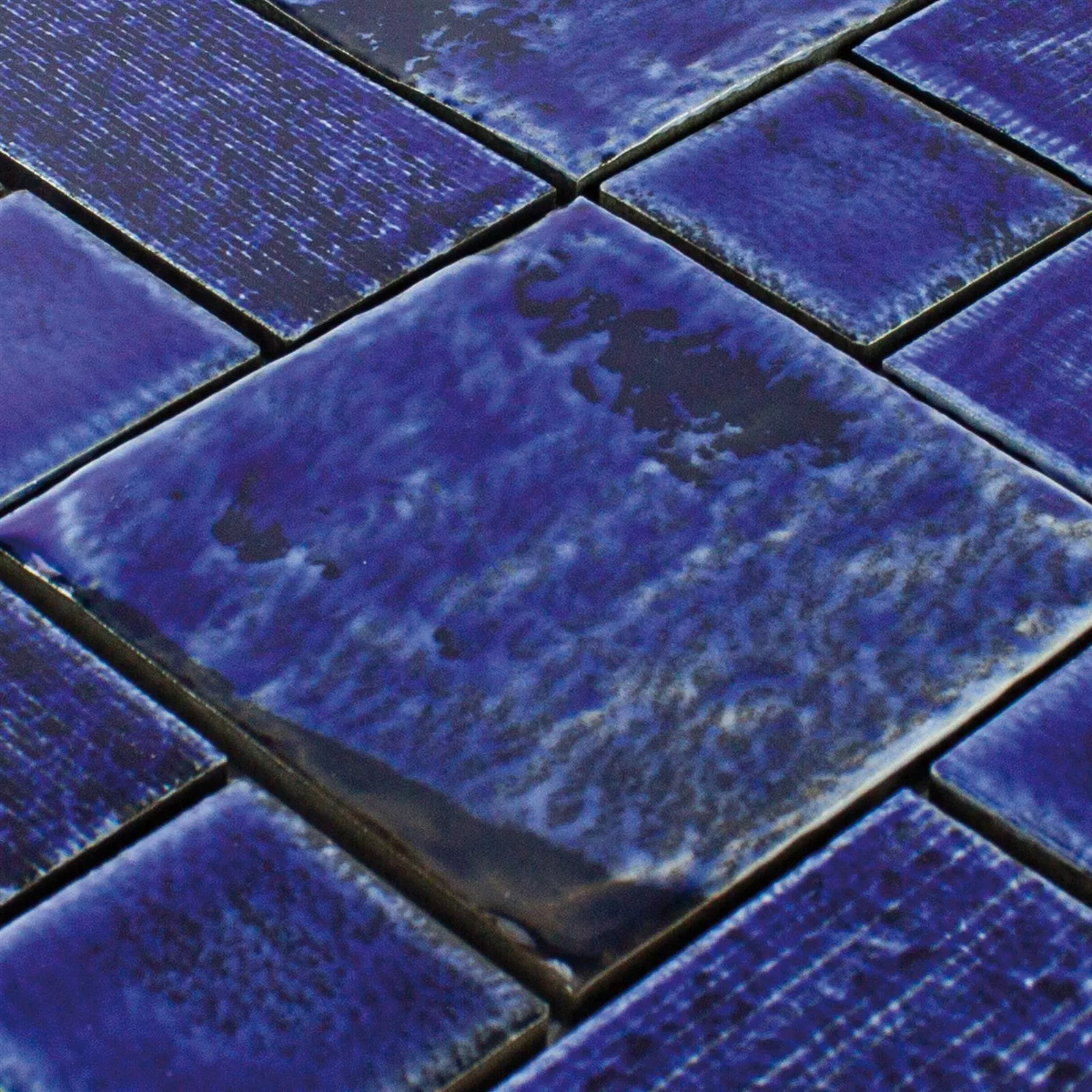 Échantillon Céramique Mosaïque Carrelage Bangor Brillant Bleu Mix