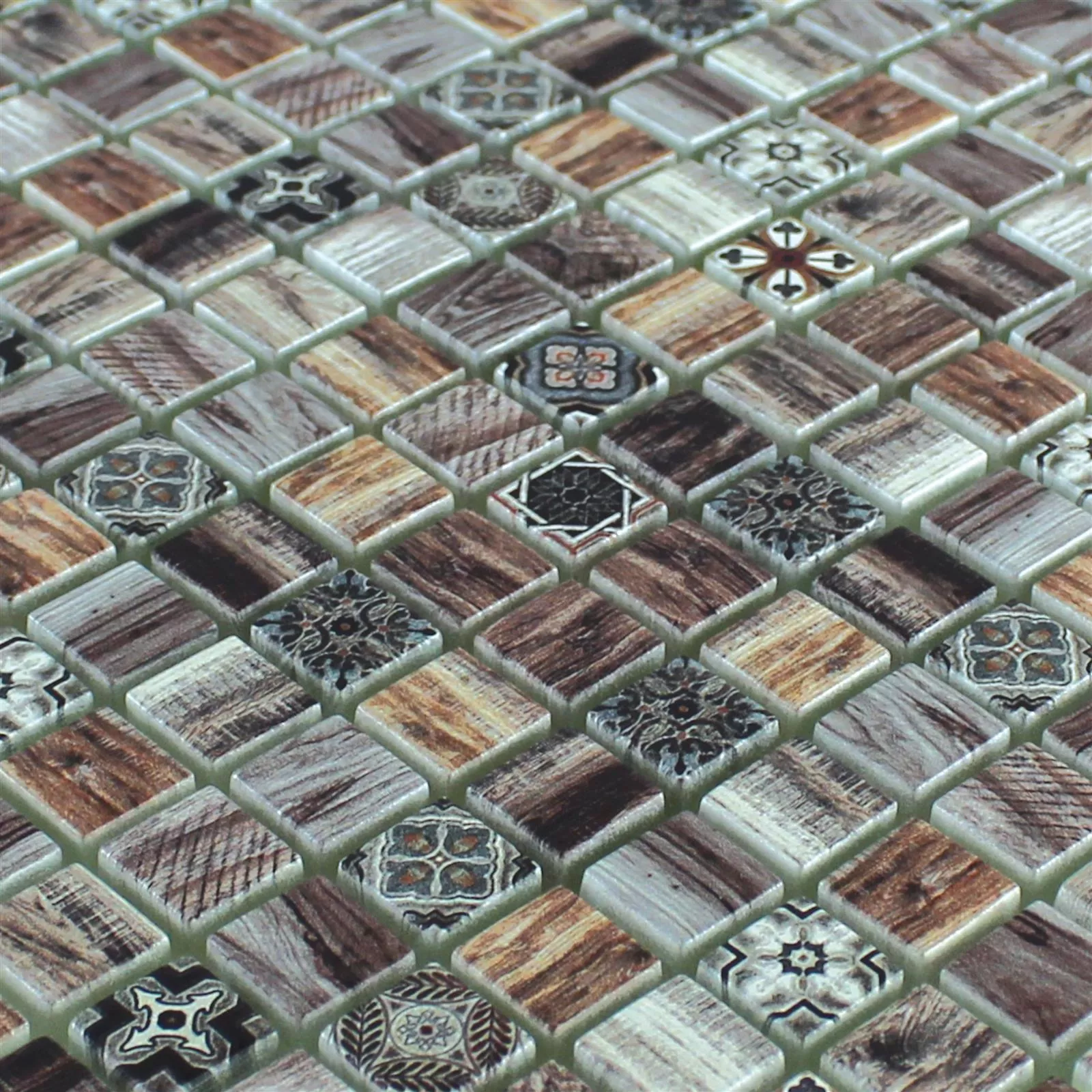 Mosaico Di Vetro Legno Ottica Piastrelle Vision Marrone