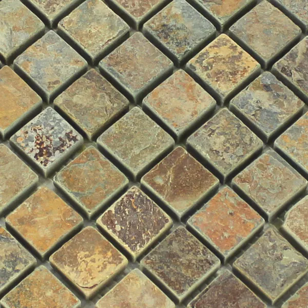 Muster von Mosaikfliesen Quarzit Naturstein Multi Color Bunt Mix