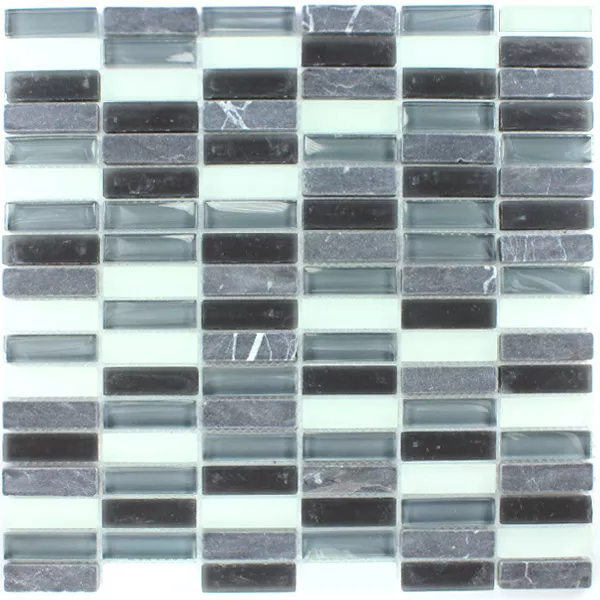 Mosaikfliesen Glas Marmor Sticks Grau Mix Elenor