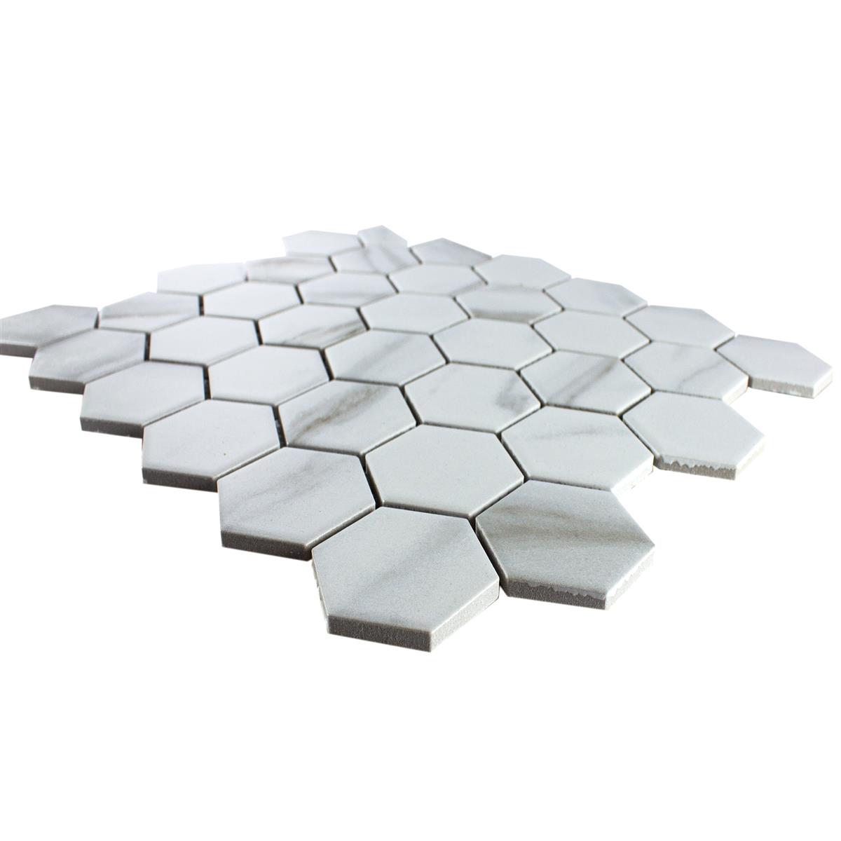 Keramik Mosaik Fliesen Hilgard Steinoptik Hexagon Calacatta
