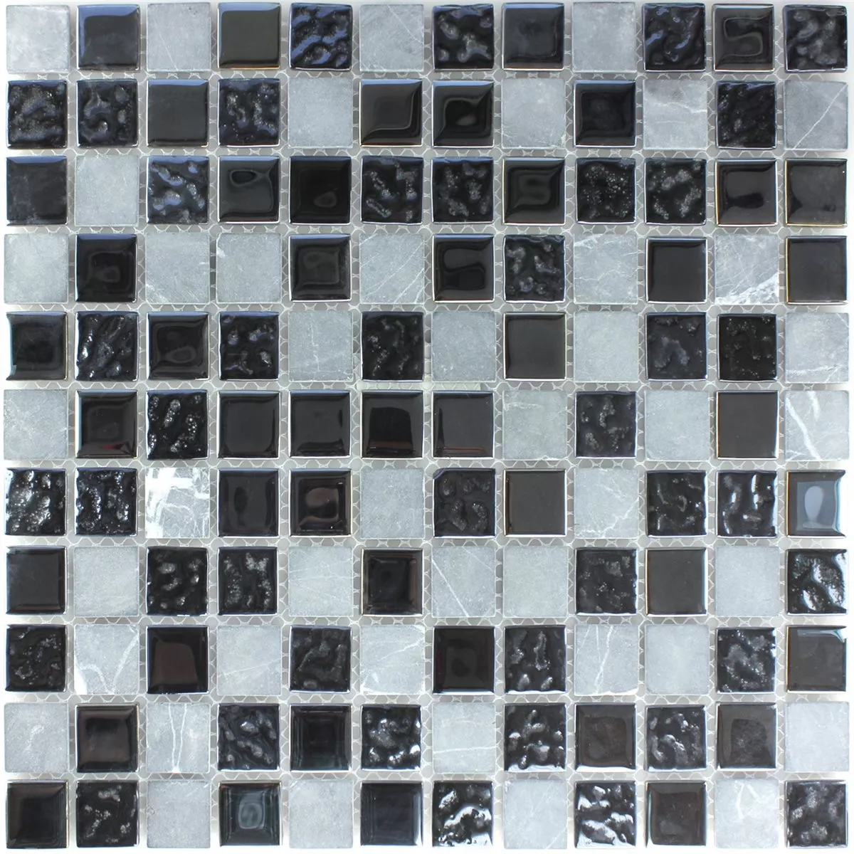 Muster von Mosaikfliesen Glas Marmor Schwarz Grau