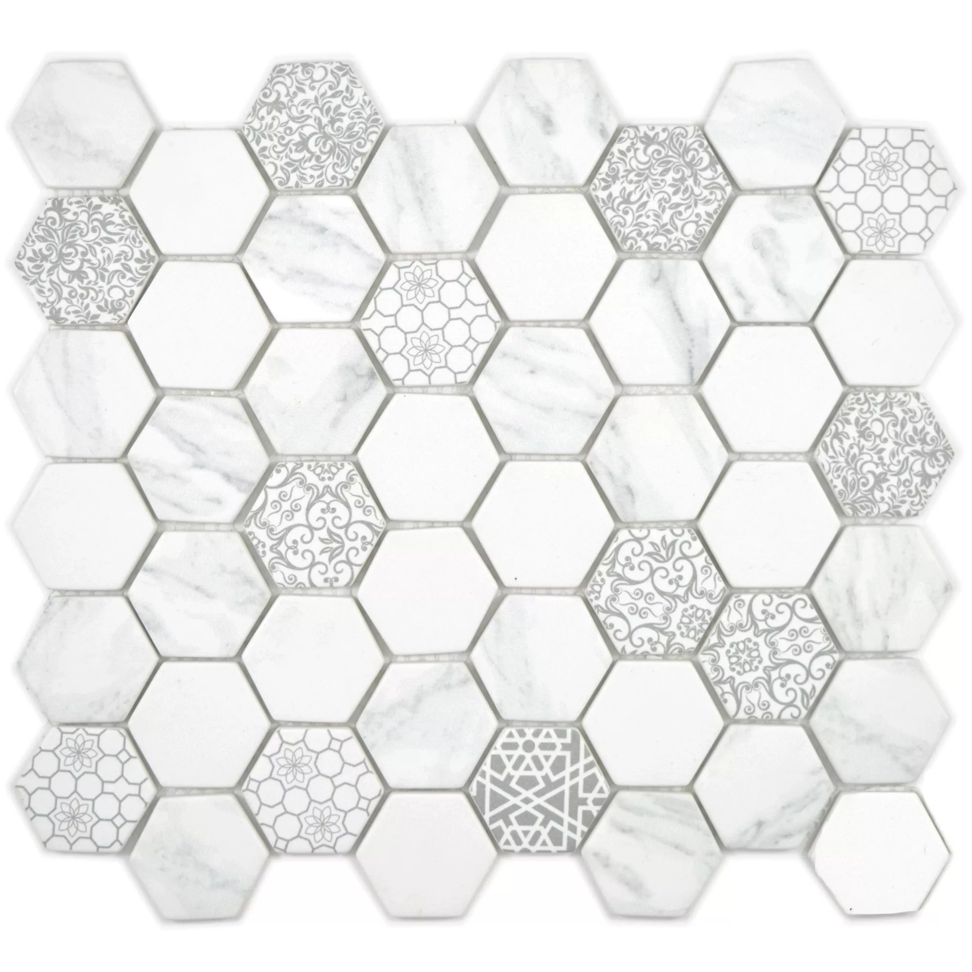 Glasmosaik Fliesen Acapella Carrara Hexagon