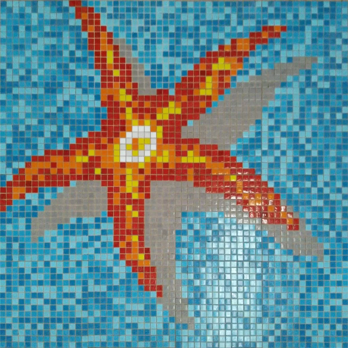 Schwimmbad Pool Mosaik Seestar Papierverklebt