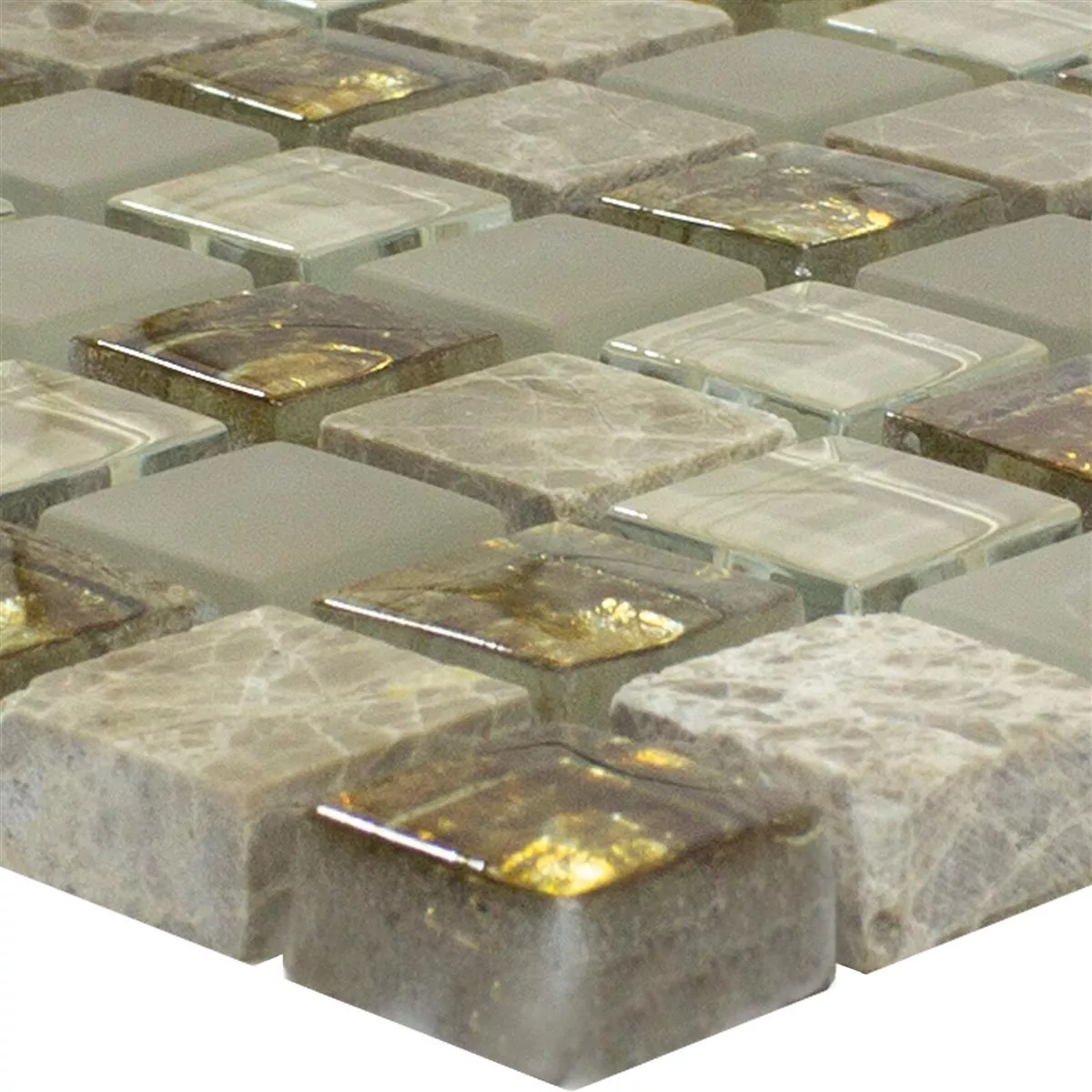 Muster von Glasmosaik Fliesen Lexington Glas Material Mix Braun