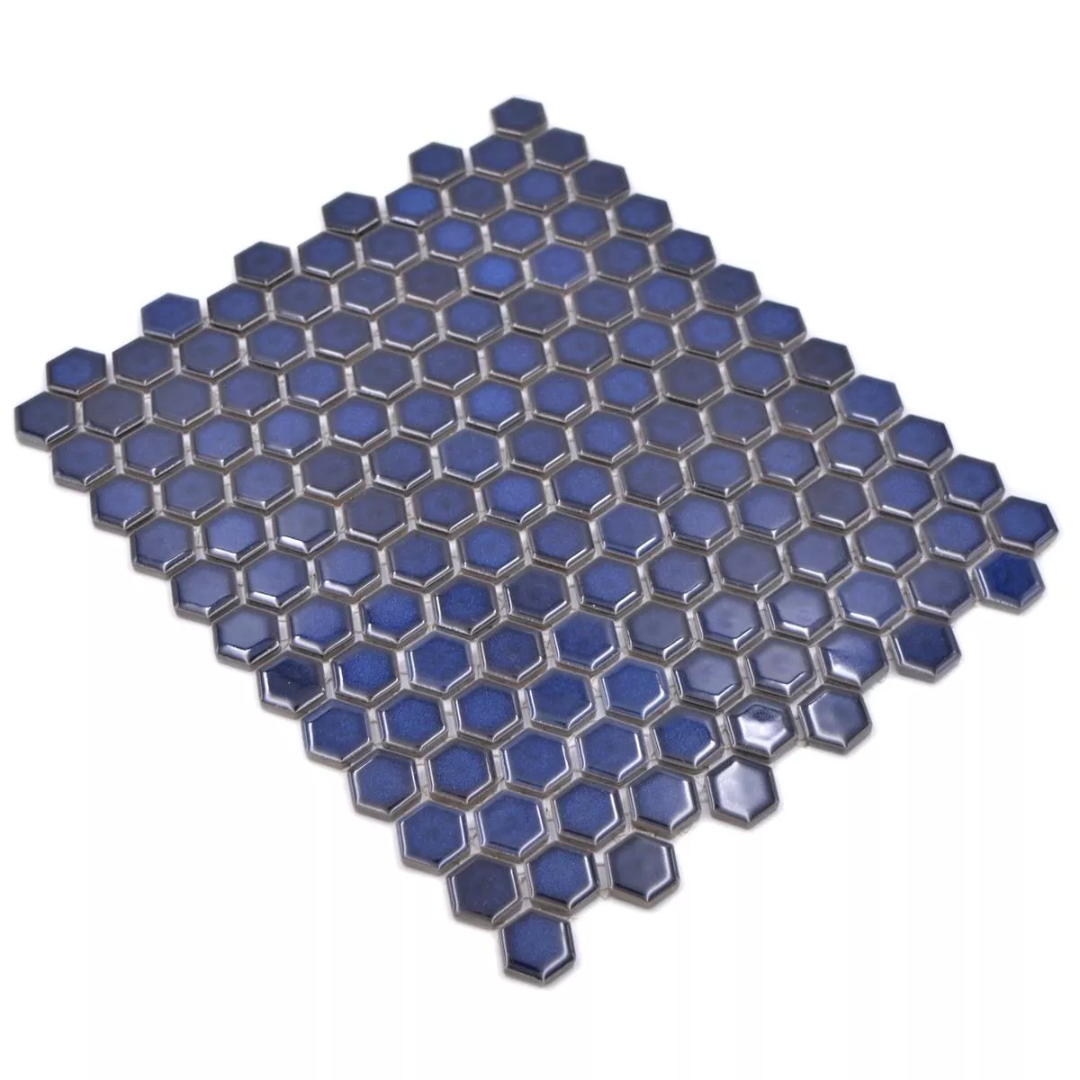 Muster von Keramikmosaik Salomon Hexagon Kobalt Blau H23
